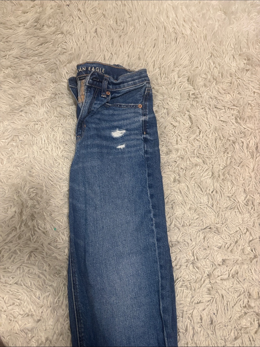 American Eagle Outfitters Blue Straight-Leg Jeans with Subtle Distress